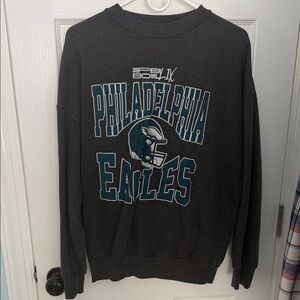 Majestic Philadelphia Eagles Dark Gray Graphic Crewneck Sweatshirt